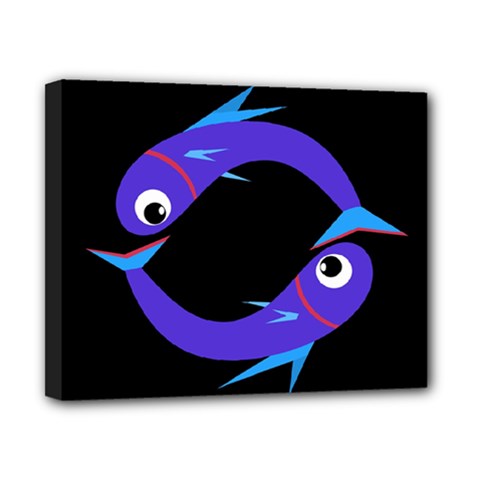 Blue Fishes Canvas 10  X 8 