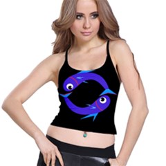 Blue Fishes Spaghetti Strap Bra Top