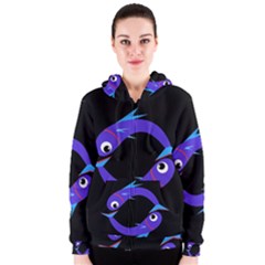 Blue Fishes Women s Zipper Hoodie