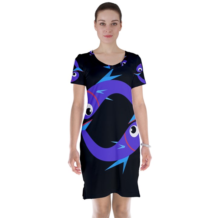 Blue fishes Short Sleeve Nightdress