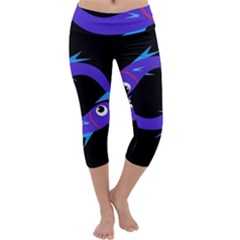 Blue Fishes Capri Yoga Leggings