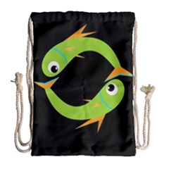 Green Fishes Drawstring Bag (large)