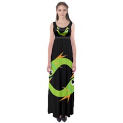 Green Fishes Empire Waist Maxi Dress by Valentinaart