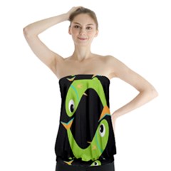 Green Fishes Strapless Top by Valentinaart