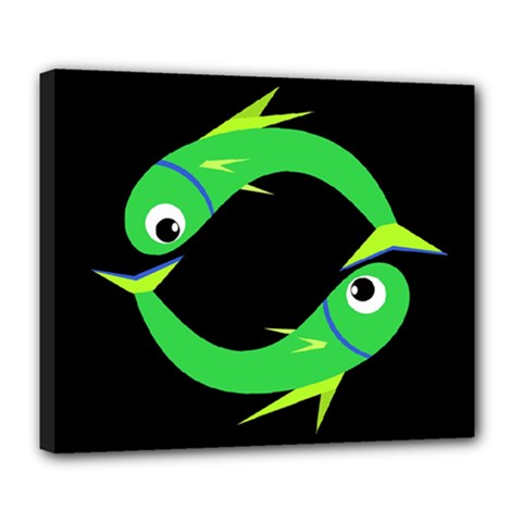 Green Fishes Deluxe Canvas 24  X 20  