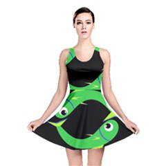 Green Fishes Reversible Skater Dress by Valentinaart