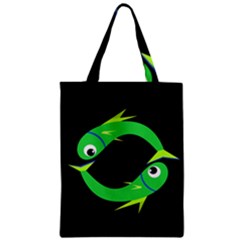 Green Fishes Zipper Classic Tote Bag