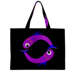 Purple Fishes Zipper Mini Tote Bag