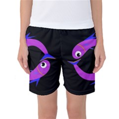 Purple Fishes Women s Basketball Shorts