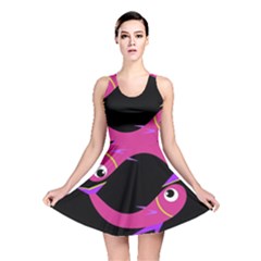 Magenta Fishes Reversible Skater Dress by Valentinaart