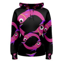 Magenta Fishes Women s Pullover Hoodie