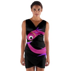 Magenta Fishes Wrap Front Bodycon Dress by Valentinaart