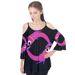 Magenta Fishes Flutter Tees