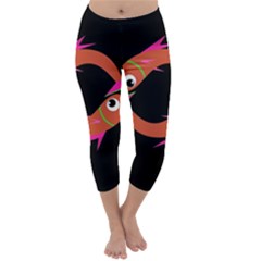 Orange Fishes Capri Winter Leggings 