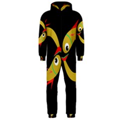 Yellow Fishes Hooded Jumpsuit (men)  by Valentinaart