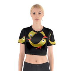 Yellow Fishes Cotton Crop Top