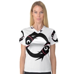 Black Fishes Women s V-neck Sport Mesh Tee