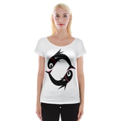 Black Fishes Women s Cap Sleeve Top