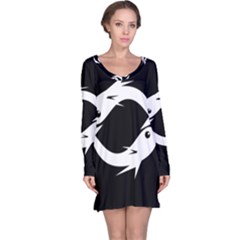 White Fishes Long Sleeve Nightdress