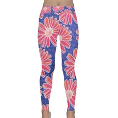 Pink Daisy Pattern Yoga Leggings  by DanaeStudio