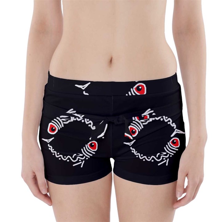 Abstract fishes Boyleg Bikini Wrap Bottoms