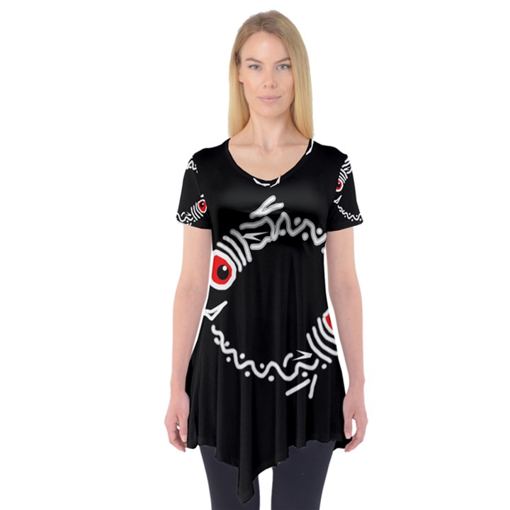 Abstract fishes Short Sleeve Tunic 