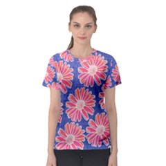 Pink Daisy Pattern Women s Sport Mesh Tee