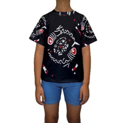 Abstract Fishes Kid s Short Sleeve Swimwear