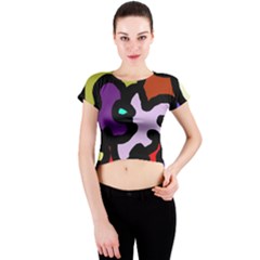 Colorful Abstraction By Moma Crew Neck Crop Top