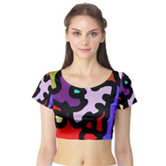 Colorful Abstraction By Moma Short Sleeve Crop Top (tight Fit)