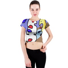 Abstract Comic Crew Neck Crop Top by Valentinaart