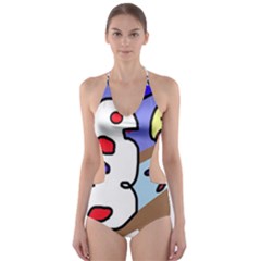 Abstract Comic Cut-out One Piece Swimsuit by Valentinaart