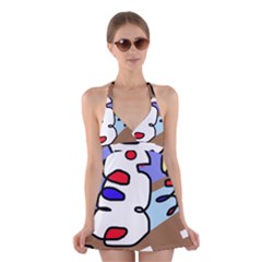 Abstract Comic Halter Swimsuit Dress by Valentinaart