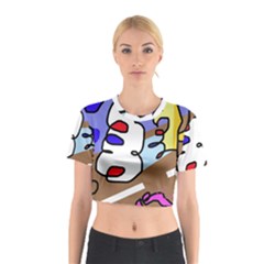 Abstract Comic Cotton Crop Top by Valentinaart