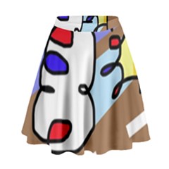 Abstract Comic High Waist Skirt