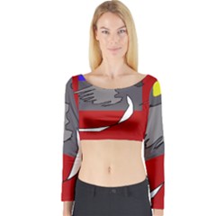 Red Abstraction By Moma Long Sleeve Crop Top