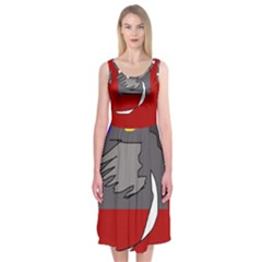 Red Abstraction By Moma Midi Sleeveless Dress