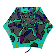 Blue Comic Abstract Mini Folding Umbrellas