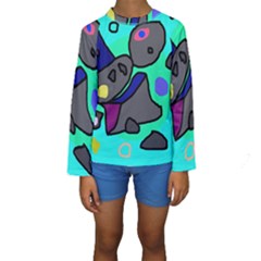 Blue Comic Abstract Kid s Long Sleeve Swimwear by Valentinaart