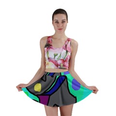 Blue Comic Abstract Mini Skirt by Valentinaart