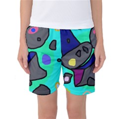 Blue Comic Abstract Women s Basketball Shorts by Valentinaart