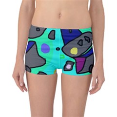 Blue Comic Abstract Reversible Boyleg Bikini Bottoms