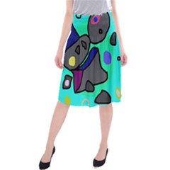 Blue Comic Abstract Midi Beach Skirt by Valentinaart