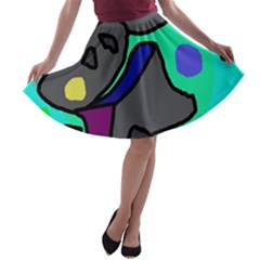 Blue Comic Abstract A-line Skater Skirt