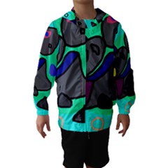 Blue Comic Abstract Hooded Wind Breaker (kids)