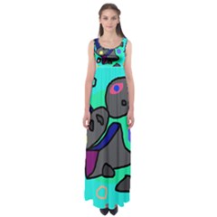 Blue Comic Abstract Empire Waist Maxi Dress by Valentinaart