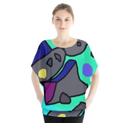 Blue Comic Abstract Blouse