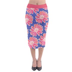 Pink Daisy Pattern Midi Pencil Skirt