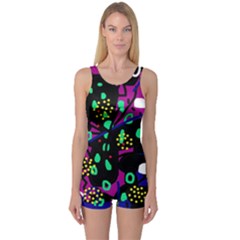 Abstract Colorful Chaos One Piece Boyleg Swimsuit by Valentinaart