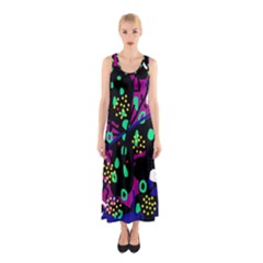 Abstract colorful chaos Sleeveless Maxi Dress